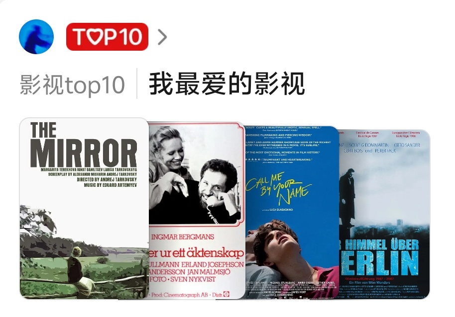 我最爱的影视 Top 10 部分作品